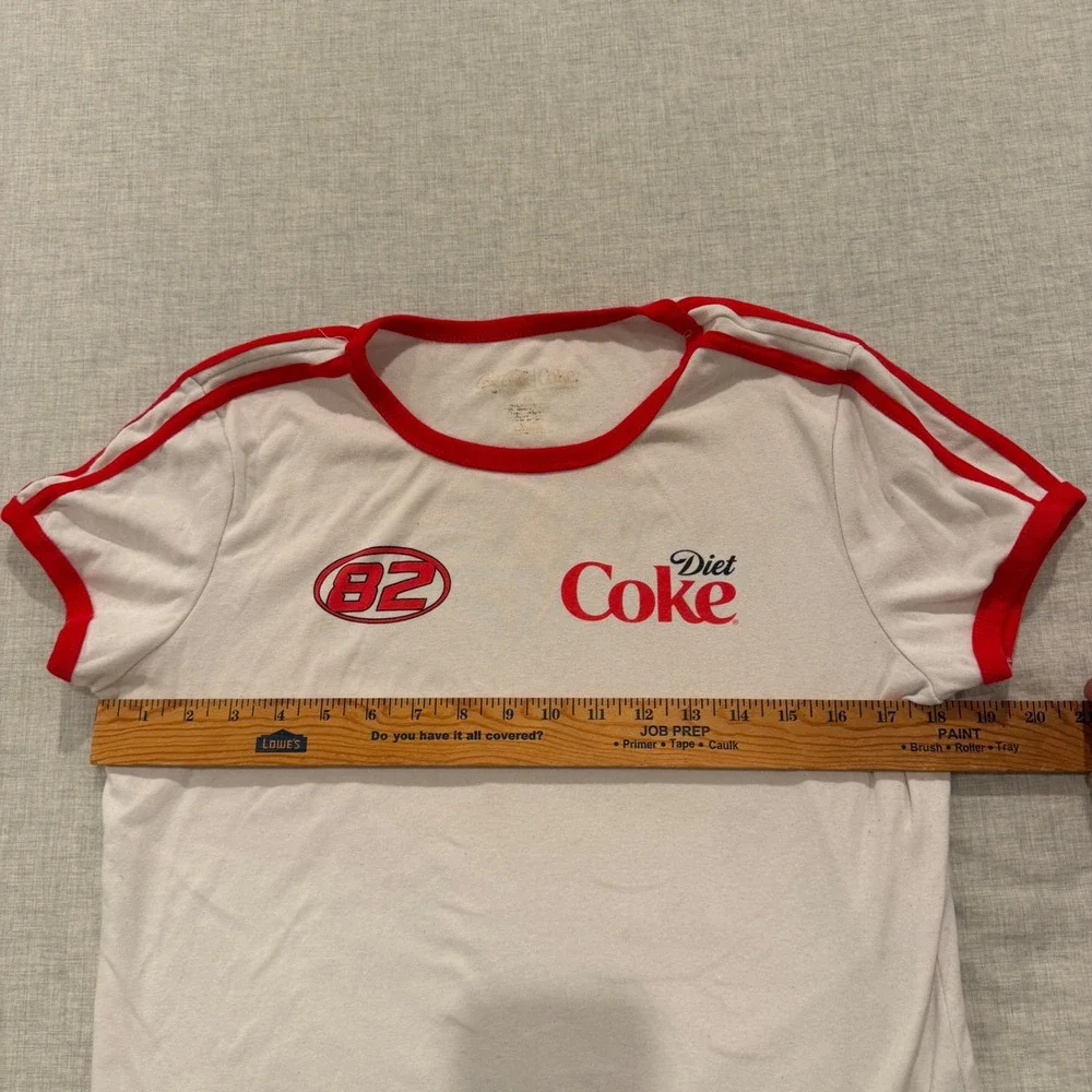 Diet Coke Racing Ringer T-Shirt Womens XL White Red 82 Graphic Short Sleeve Tee
